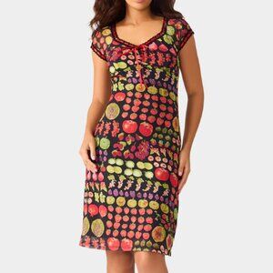 Betsey Johnson Fruit Dress Black Multi size XXXL